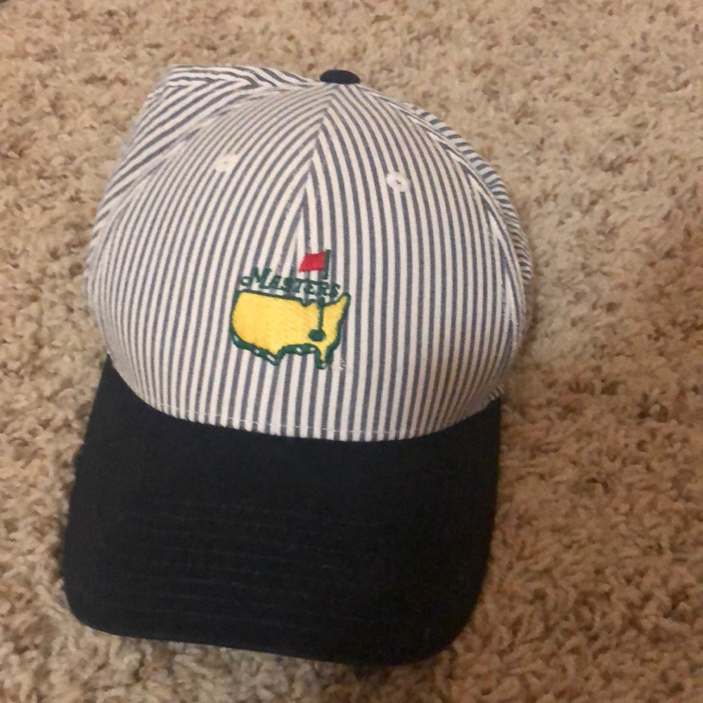 Official Masters blue and white seersucker hat